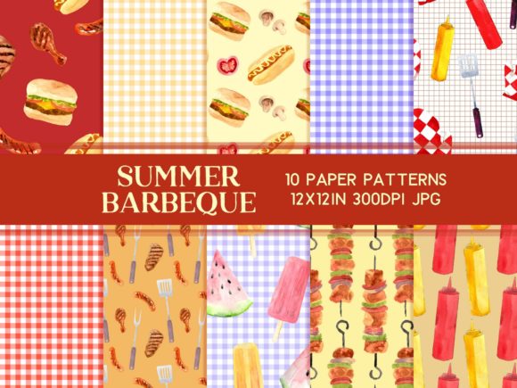 Download Summer Barbecue Scrapbook Paper Set - Scrapbook Collection
