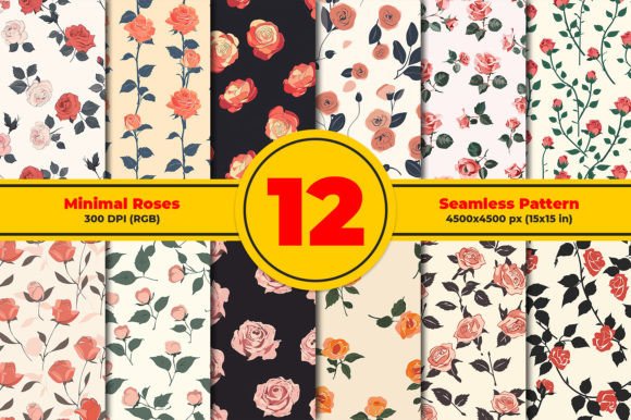 Download Minimal Roses Seamless Pattern - Minimal Collection