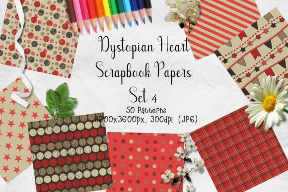 Download Dystopian Heart Scrapbook Paper Set 4 - Scrapbook Collection