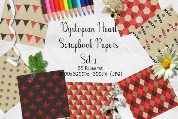 Download Dystopian Heart Scrapbook Paper Set 1 - Scrapbook Collection