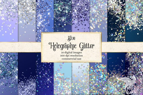 Download Blue Holographic Glitter Digital Paper - Blue Collection
