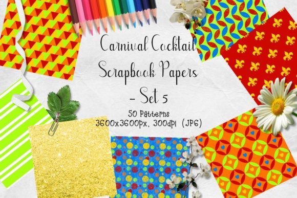Download Carnival Cocktails Scrapbook Paper Set 5 - Scrapbook Collection