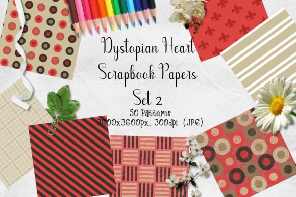 Download Dystopian Heart Scrapbook Paper Set 2 - Scrapbook Collection