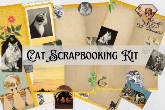 Download Cat Junk Journal, Cat Scrapbooking Kit - Scrapbook Collection
