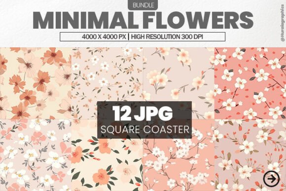 Download Minimal Flowers Square Coaster Bundle - Minimal Collection
