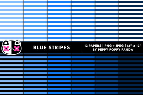 Download Cute Blue Stripes Pattern Digital Paper - Blue Collection