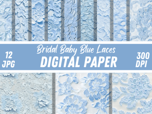 Download Bridal Baby Blue Laces Paper Patterns - Blue Collection