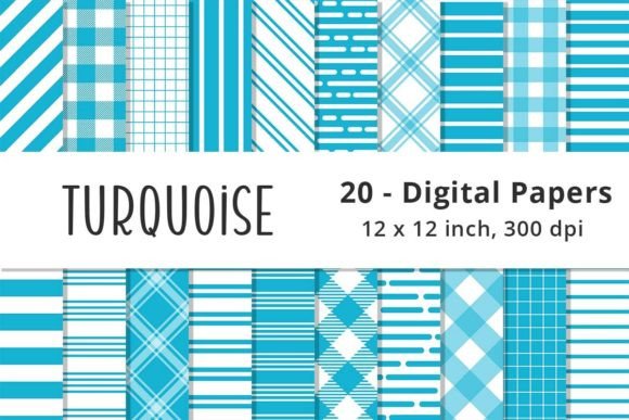 Download Turquoise Blue Stripes Digital Paper - Blue Collection