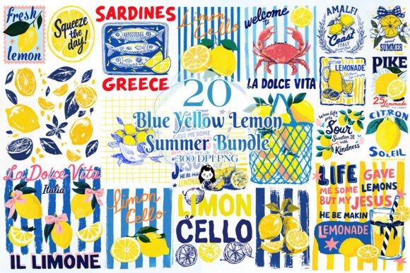 Download Blue Yellow Summer Lemon Clipart - Premium Resources