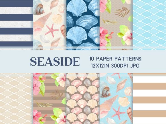 Download Beach Seashells Scrapbook Paper Set - Scrapbook Collection