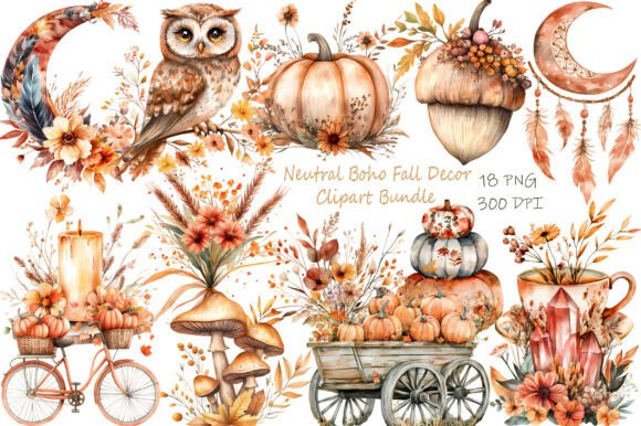 Download Neutral Boho Fall Decor Watercolor - Boho fall Collection