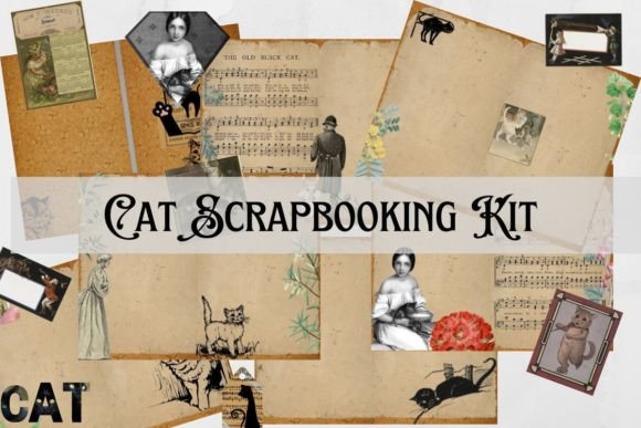 Download Cat Junk Journal, Cat Scrapbooking Kit - Scrapbook Collection