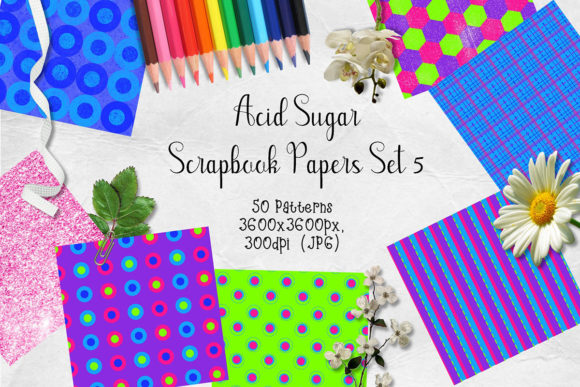 Download Acid Sugar Scrapbook Paper Set 5 - Scrapbook Collection
