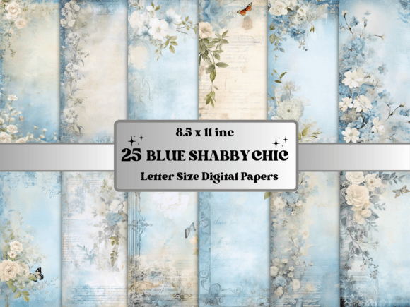 Download Blue Shabby Chic Junk Journal Paper - Blue Collection