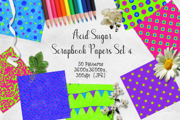 Download Acid Sugar Scrapbook Paper Set 4 - Scrapbook Collection