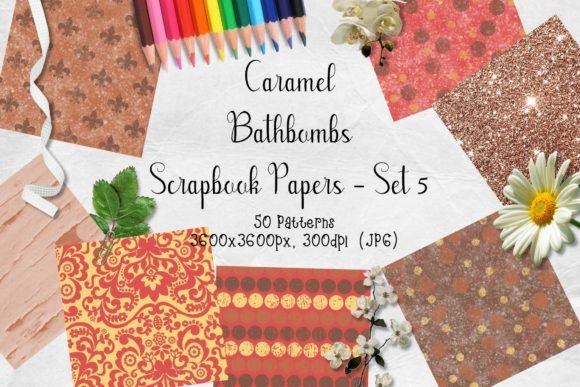 Download Caramel Bathbombs Scrapbook Paper Set 5 - Scrapbook Collection