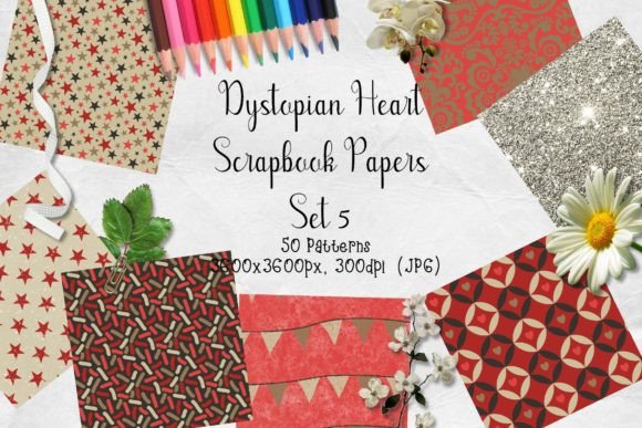 Download Dystopian Heart Scrapbook Paper Set 5 - Scrapbook Collection