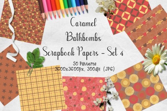 Download Caramel Bathbombs Scrapbook Paper Set 4 - Scrapbook Collection