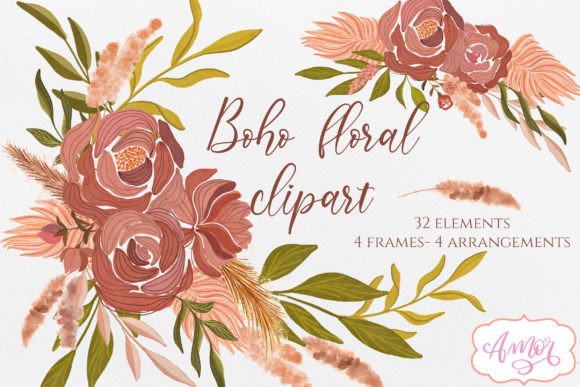 Download Boho Fall Floral Clipart Set - Boho fall Collection