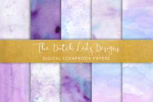 Download Digital Scrapbook Paper - Watercolor Ombres in Blue & Purple - Waterpaint Textures - Blue Collection
