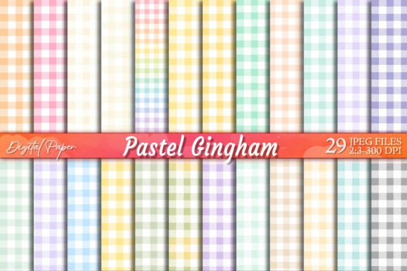Download Pastel Gingham Plaid Scrapbook Paper Set - Scrapbook Collection